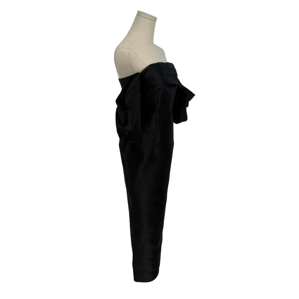 ELIYA THE LABEL Black Renee Black Satin Off the Shoulder Evening Dress Size US 4